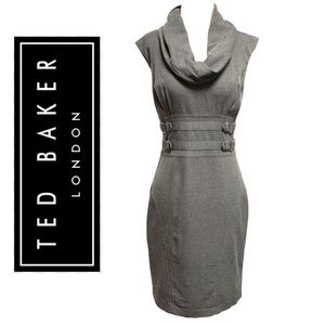 Ted Baker Sleeveless Cowlneck Buckle Sheath Dress